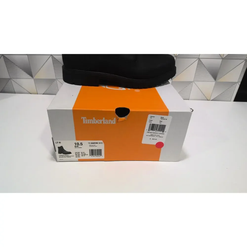 Timberland 25 6-Inch Waterproof Boots Men’s 10.5 Black TB0A6CH6 W02 New Box